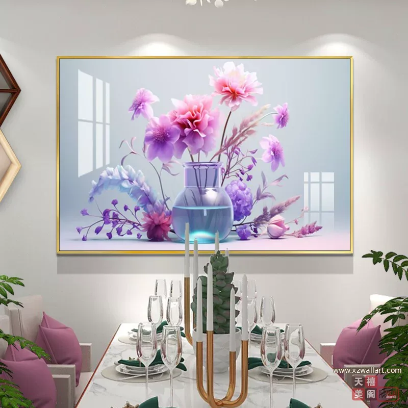 抽象 单幅 装饰画 奶油风 餐厅背景墙挂画 晶瓷画