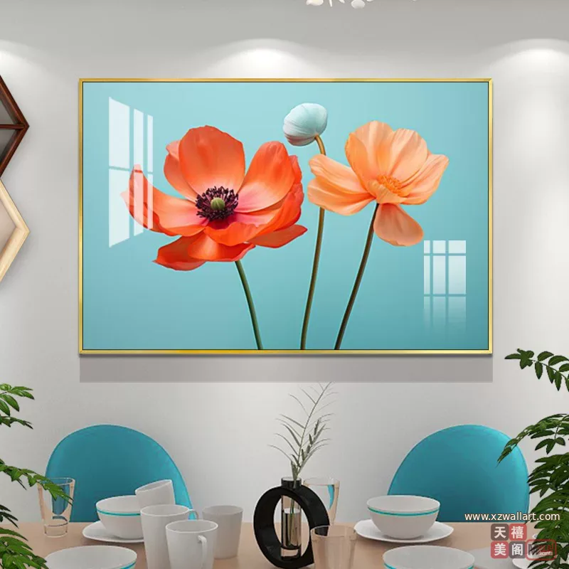 抽象 单幅 装饰画 奶油风 餐厅背景墙挂画 晶瓷画