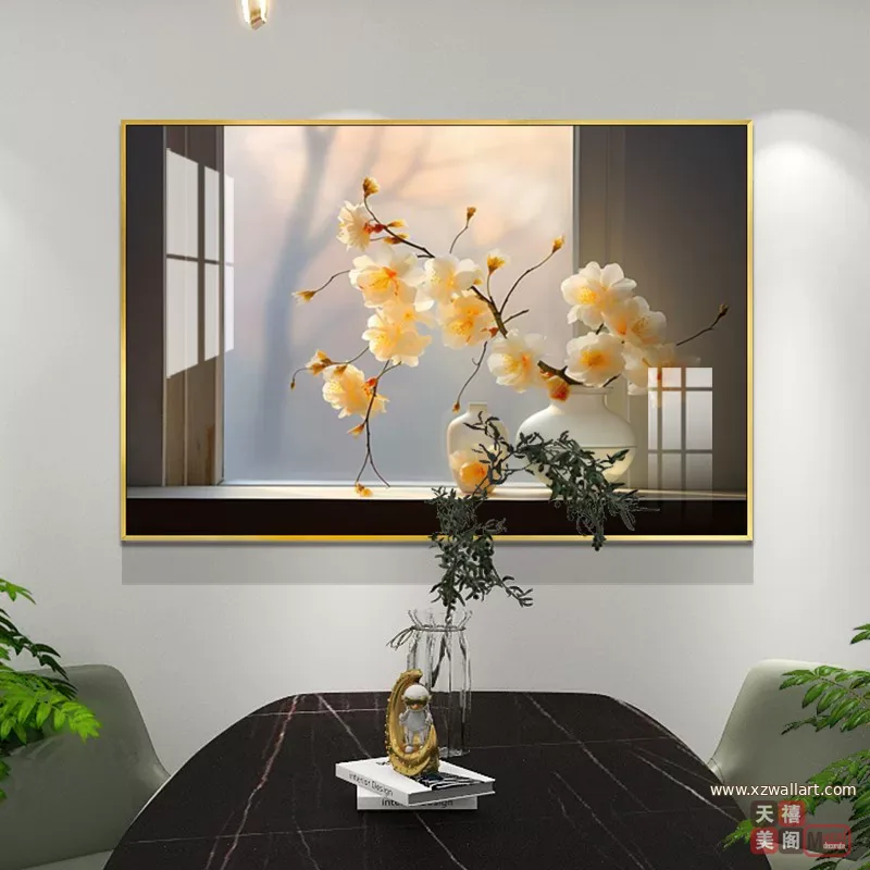 抽象 单幅 装饰画 奶油风 餐厅背景墙挂画 晶瓷画