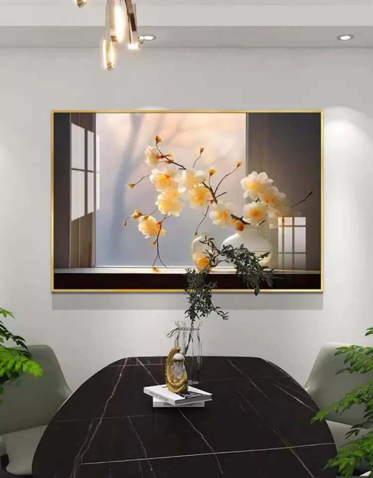 抽象 单幅 装饰画 奶油风 餐厅背景墙挂画 晶瓷画