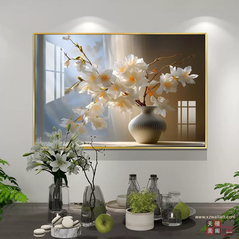 抽象 单幅 装饰画 奶油风 餐厅背景墙挂画 晶瓷画
