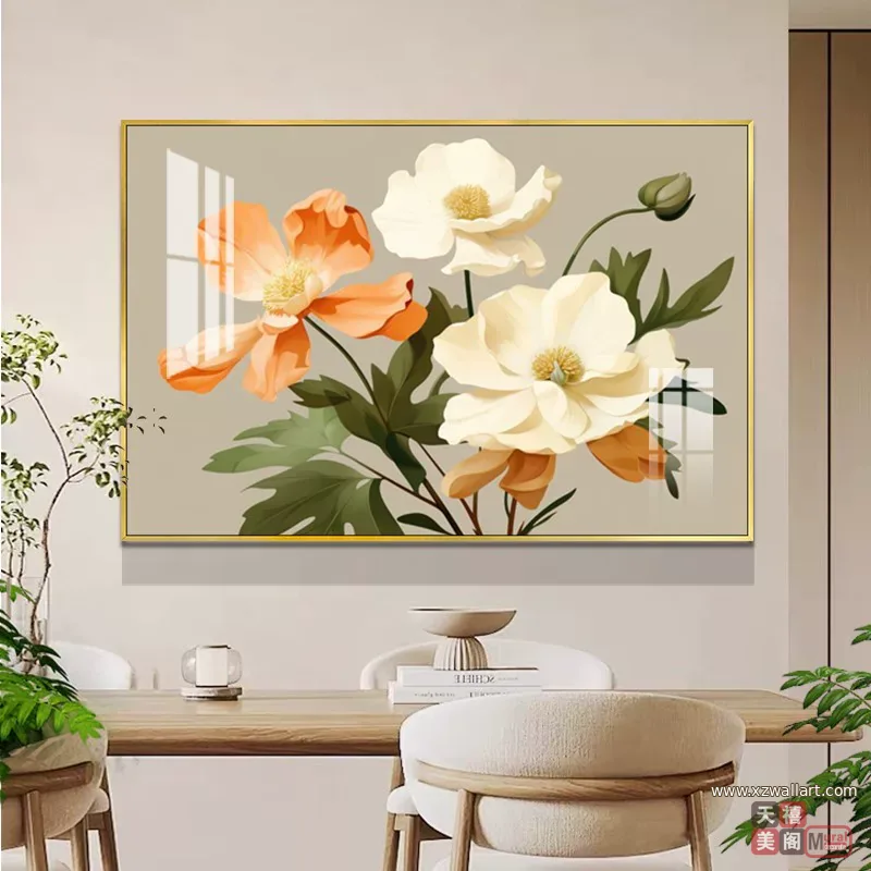抽象 单幅 装饰画 奶油风 餐厅背景墙挂画 晶瓷画