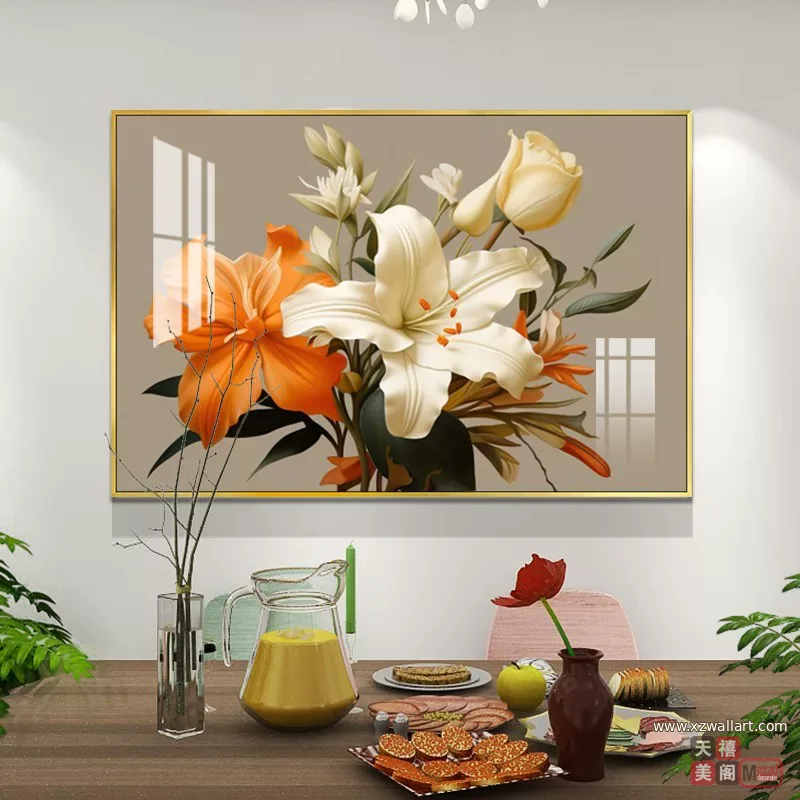 抽象 单幅 装饰画 奶油风 餐厅背景墙挂画 晶瓷画