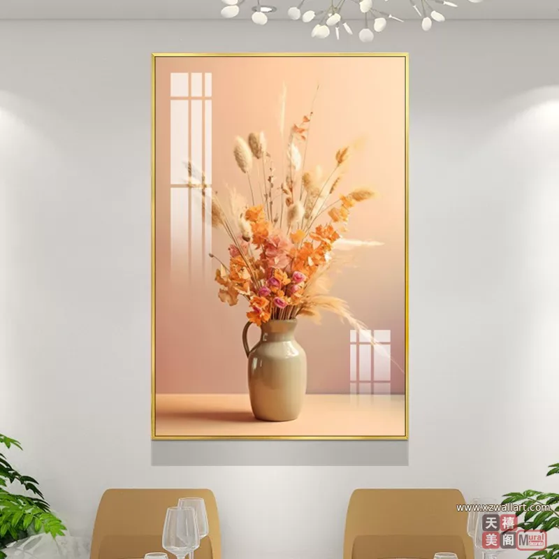 抽象 单幅 装饰画 轻奢风 餐厅背景墙挂画 晶瓷画