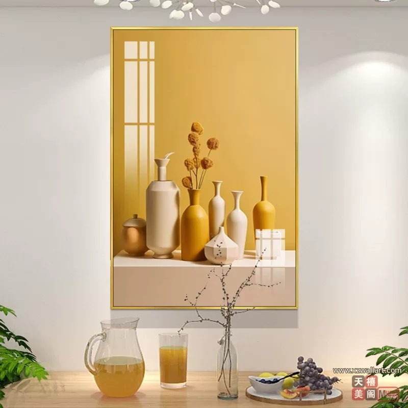 抽象 单幅 装饰画 轻奢风 餐厅背景墙挂画 晶瓷画