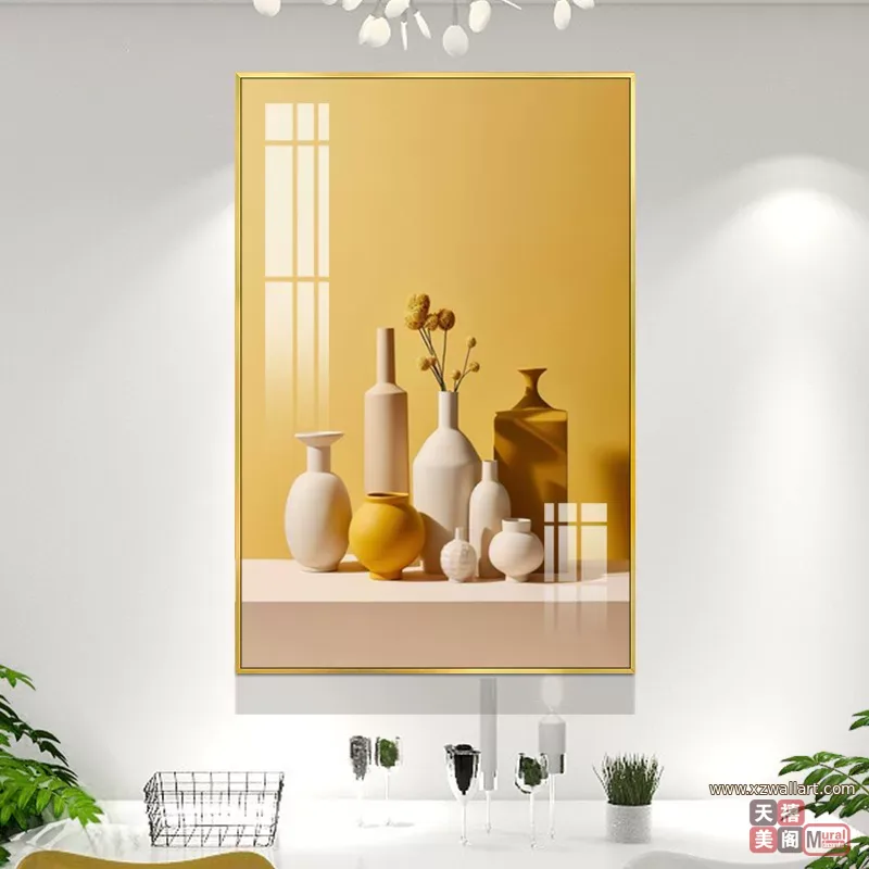 抽象 单幅 装饰画 轻奢风 餐厅背景墙挂画 晶瓷画