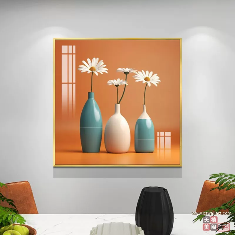 抽象 单幅 装饰画 奶油风 餐厅背景墙挂画 晶瓷画