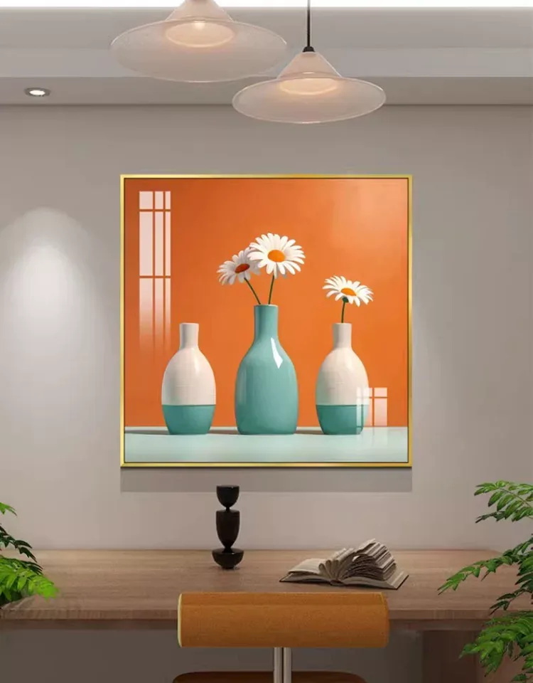 抽象 单幅 装饰画 奶油风 餐厅背景墙挂画 晶瓷画