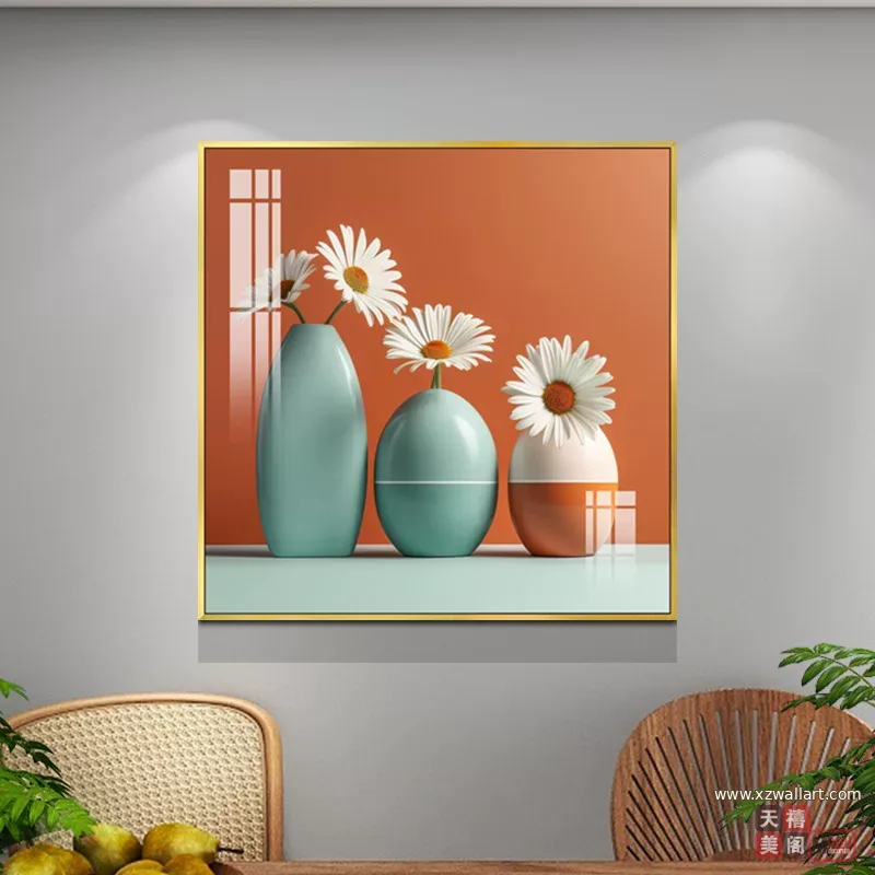 抽象 单幅 装饰画 奶油风 餐厅背景墙挂画 晶瓷画