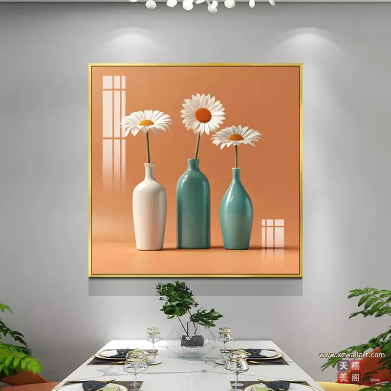 抽象 单幅 装饰画 奶油风 餐厅背景墙挂画 晶瓷画