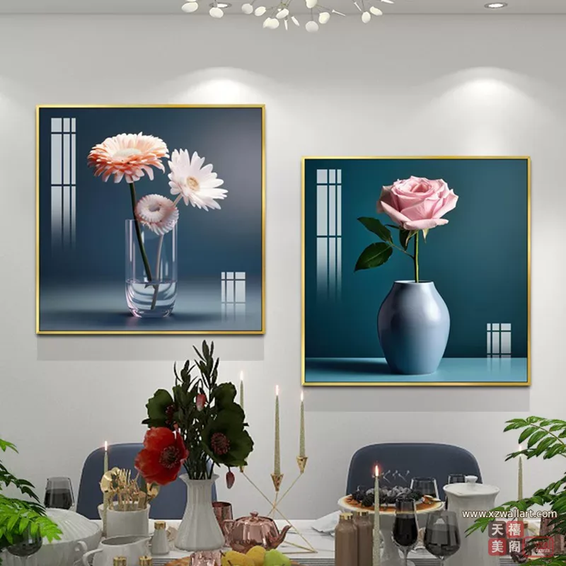 抽象 单幅 装饰画 轻奢风 餐厅背景墙挂画 晶瓷画