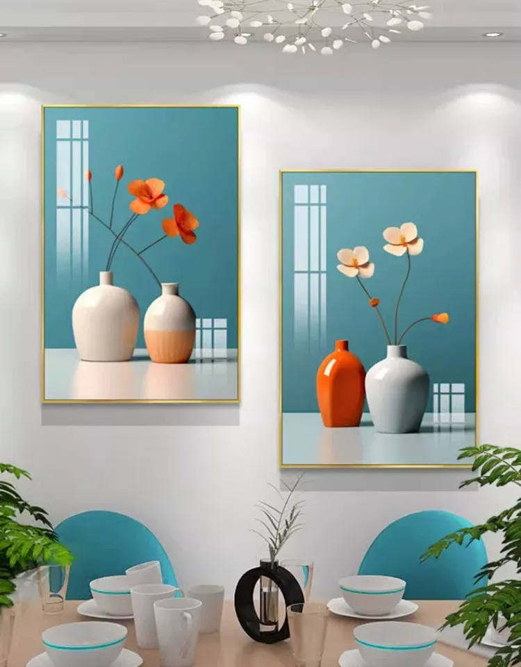抽象 单幅 装饰画 奶油风 餐厅背景墙挂画 晶瓷画