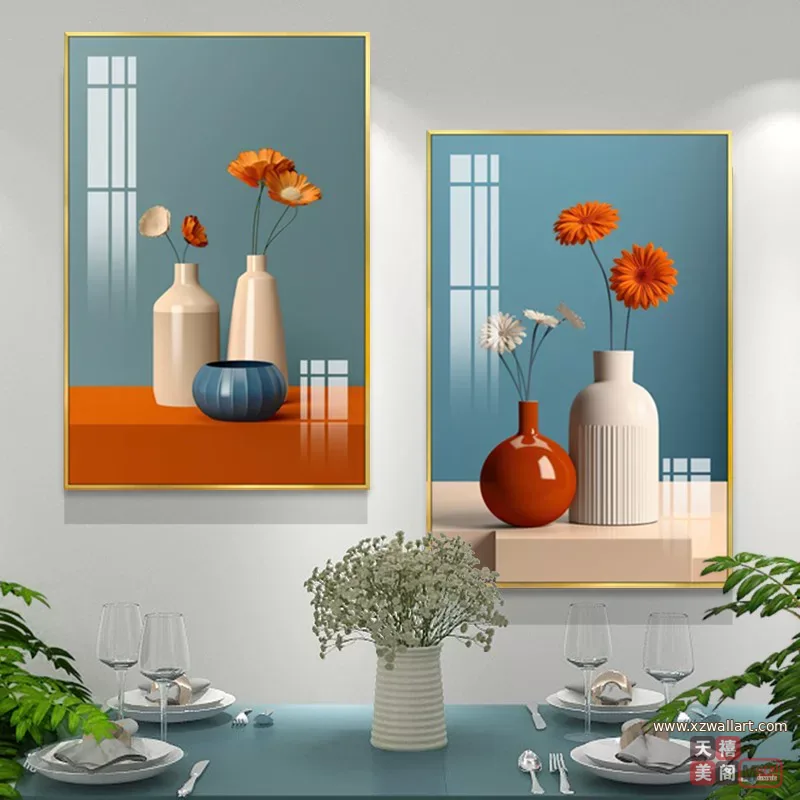 抽象 单幅 装饰画 奶油风 餐厅背景墙挂画 晶瓷画
