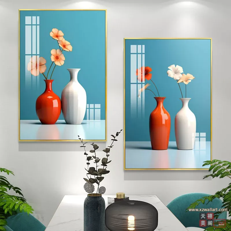 抽象 单幅 装饰画 奶油风 餐厅背景墙挂画 晶瓷画