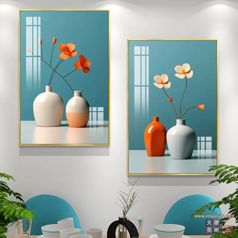 抽象 单幅 装饰画 奶油风 餐厅背景墙挂画 晶瓷画