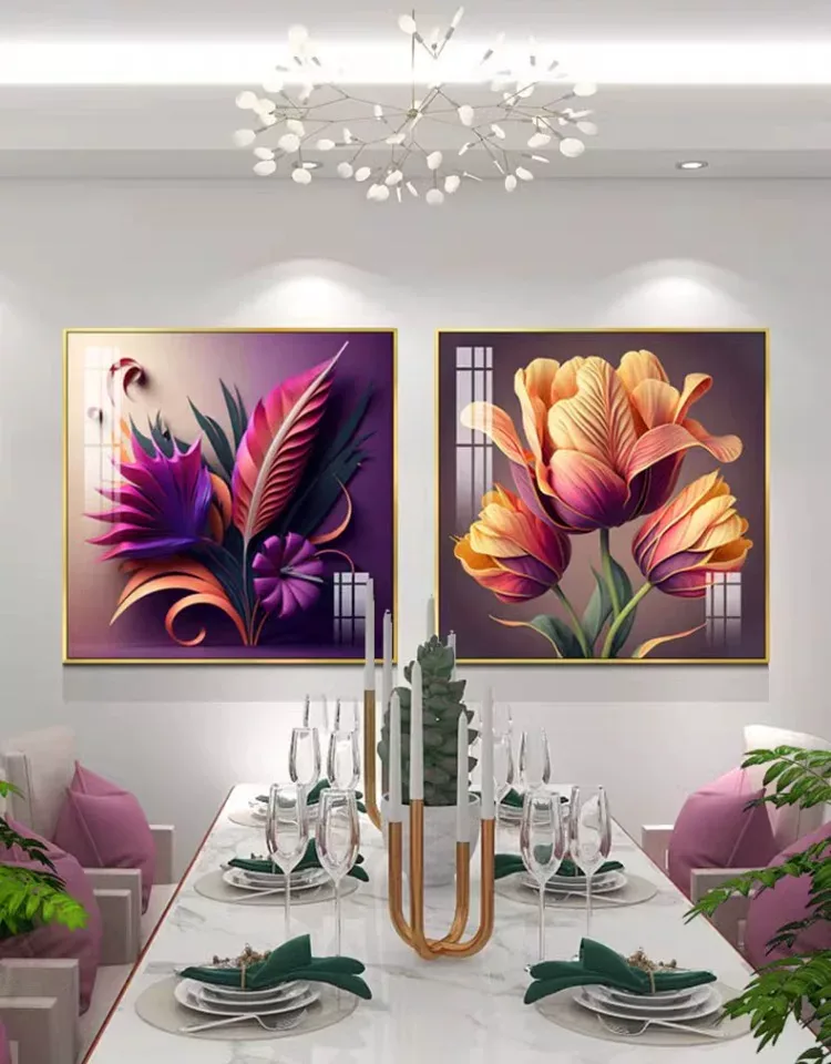 抽象 单幅 装饰画 轻奢风 餐厅背景墙挂画 晶瓷画