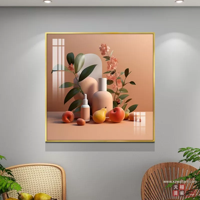 抽象 单幅 装饰画 轻奢风 餐厅背景墙挂画 晶瓷画