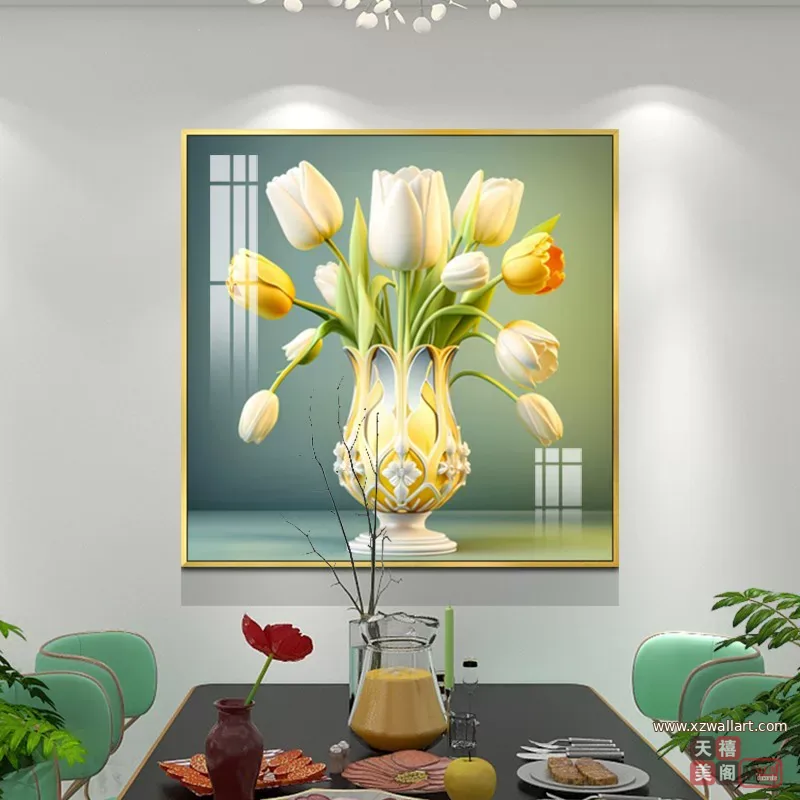抽象 单幅 装饰画 轻奢风 餐厅背景墙挂画 晶瓷画