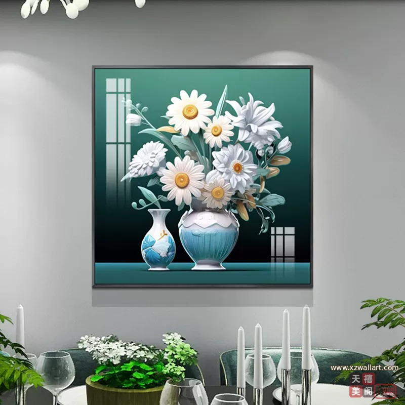 抽象 单幅 装饰画 轻奢风 餐厅背景墙挂画 晶瓷画