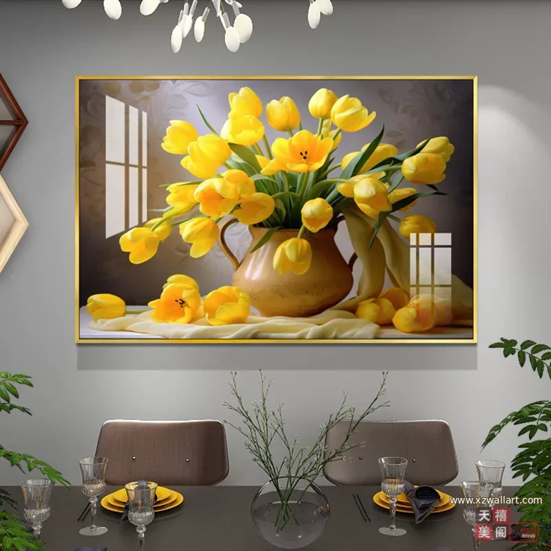 花 单幅 装饰画 轻奢风 餐厅背景墙挂画 晶瓷画