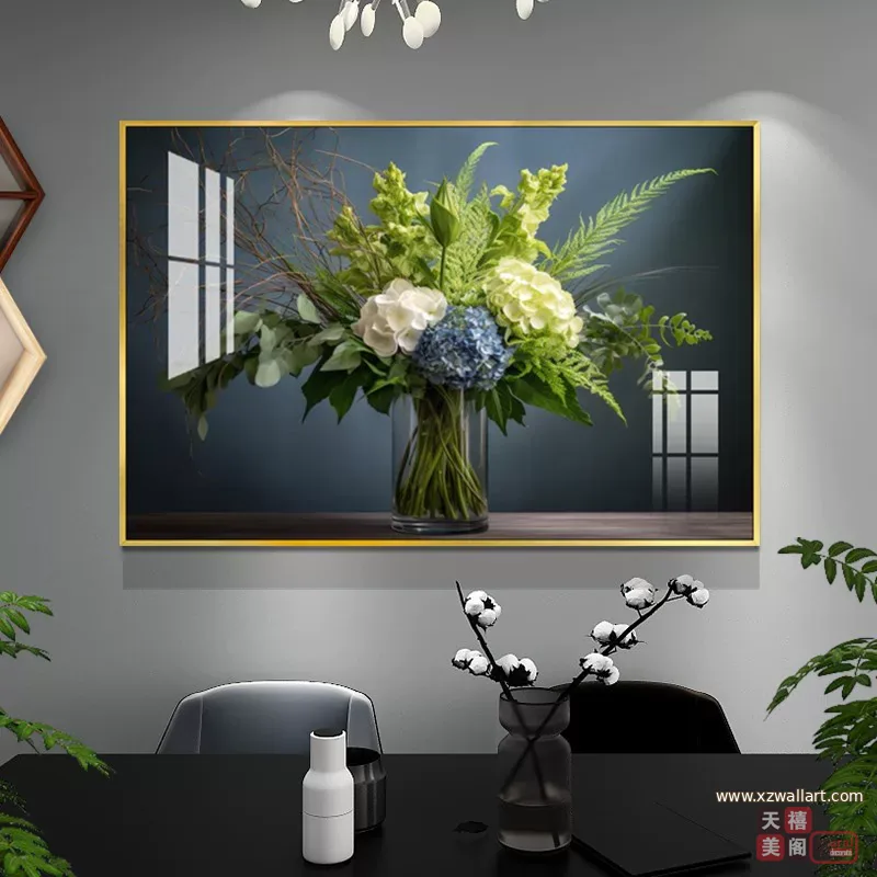 花 单幅 装饰画 轻奢风 餐厅背景墙挂画 晶瓷画