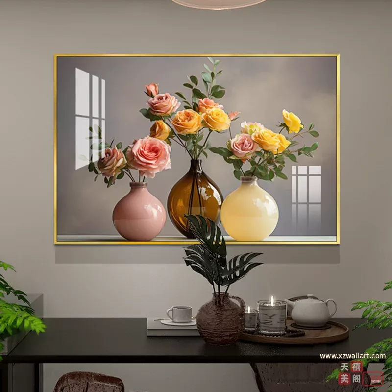 花 单幅 装饰画 轻奢风 餐厅背景墙挂画 晶瓷画
