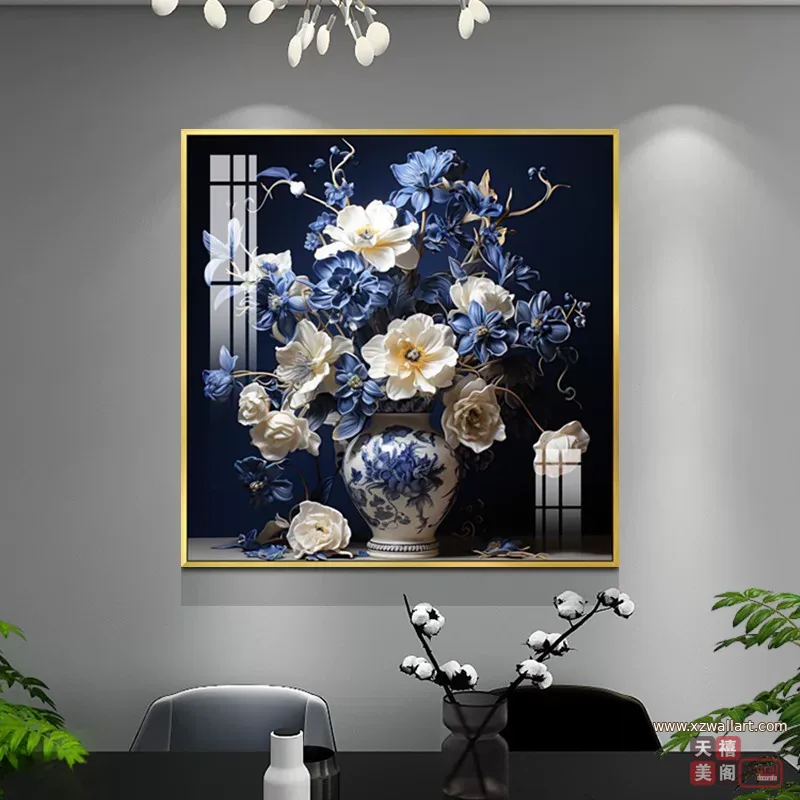 抽象 单幅 装饰画 轻奢风 餐厅背景墙挂画 晶瓷画