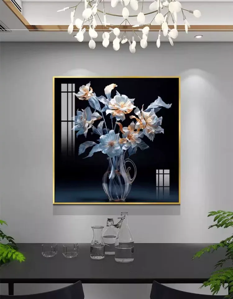 抽象 单幅 装饰画 轻奢风 餐厅背景墙挂画 晶瓷画
