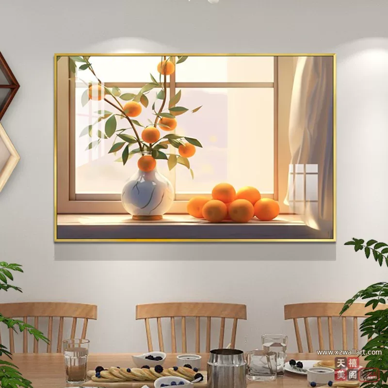抽象 单幅 装饰画 轻奢风 餐厅背景墙挂画 晶瓷画