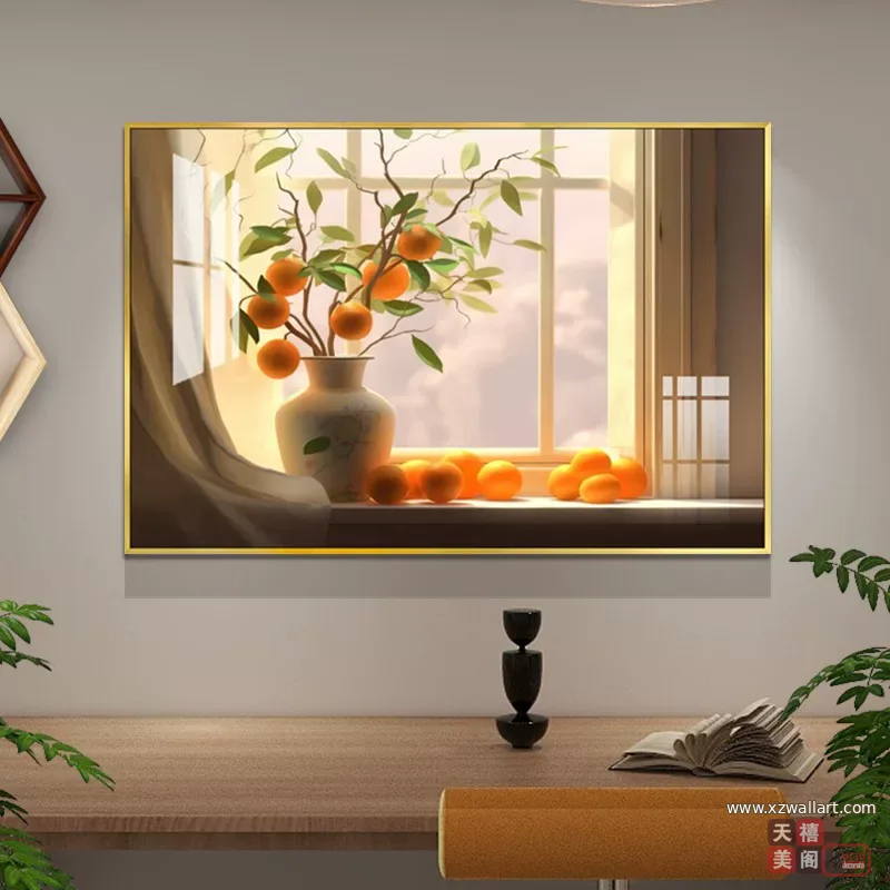 抽象 单幅 装饰画 轻奢风 餐厅背景墙挂画 晶瓷画
