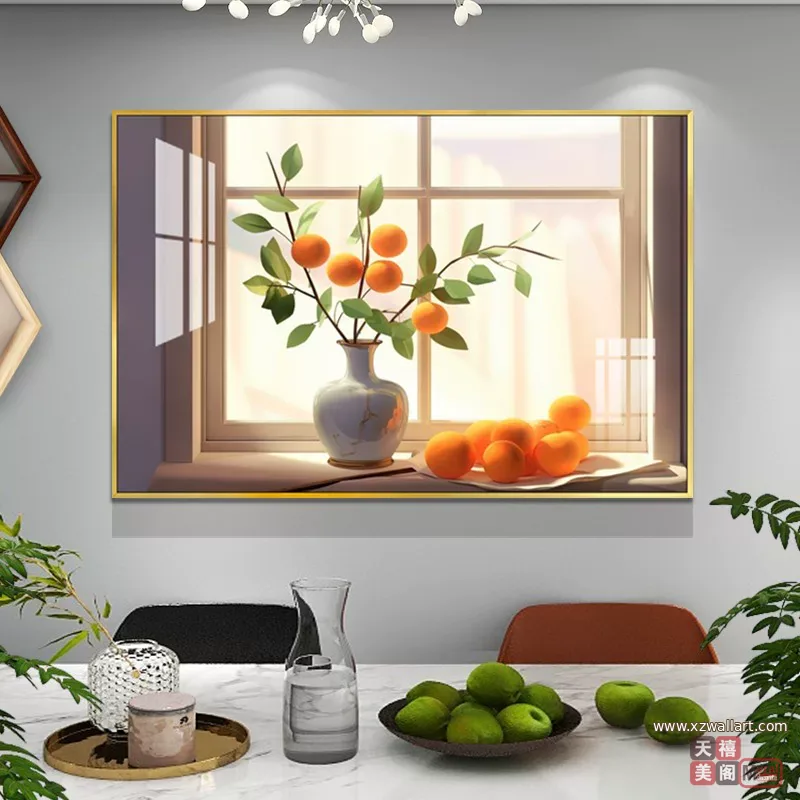 抽象 单幅 装饰画 轻奢风 餐厅背景墙挂画 晶瓷画
