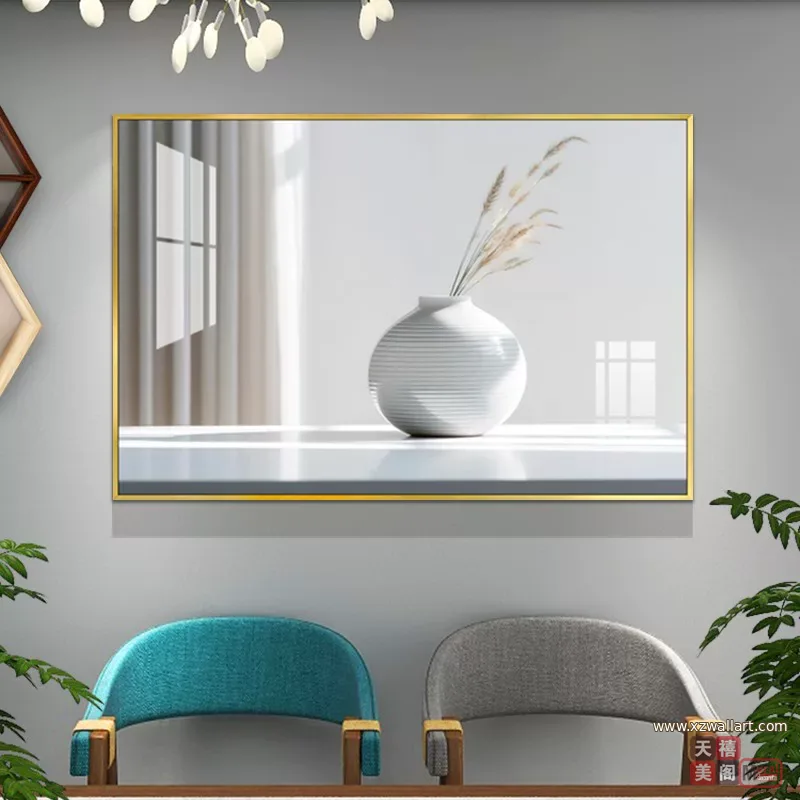 抽象 单幅 装饰画 轻奢风 餐厅背景墙挂画 晶瓷画