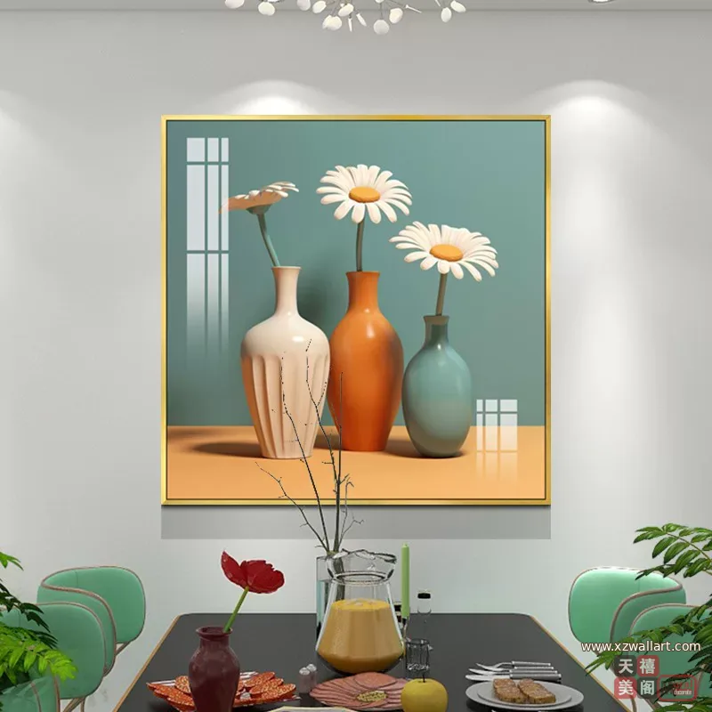 抽象 单幅 装饰画 轻奢风 餐厅背景墙挂画 晶瓷画