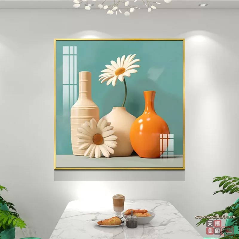 抽象 单幅 装饰画 轻奢风 餐厅背景墙挂画 晶瓷画