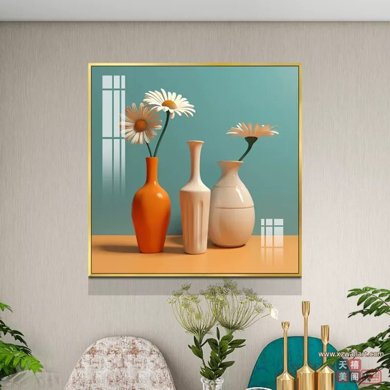 抽象 单幅 装饰画 轻奢风 餐厅背景墙挂画 晶瓷画