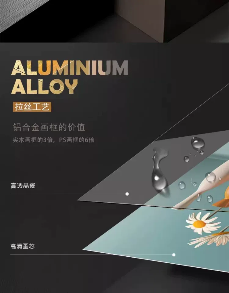 抽象 单幅 装饰画 轻奢风 餐厅背景墙挂画 晶瓷画