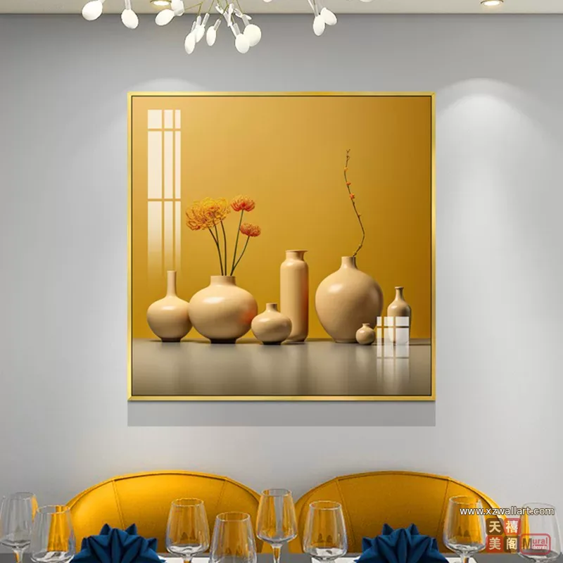 抽象 单幅 装饰画 奶油风 餐厅背景墙挂画 晶瓷画