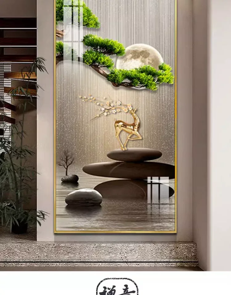 抽象 单幅 装饰画 轻奢风 玄关背景墙挂画 晶瓷画