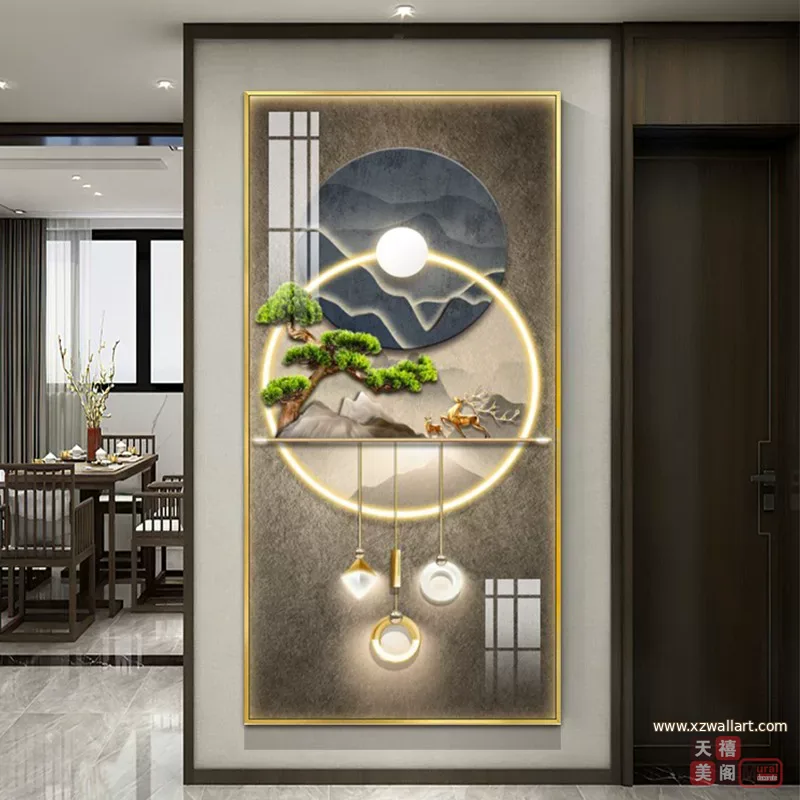 抽象 单幅 装饰画 新中式 玄关背景墙挂画 晶瓷画