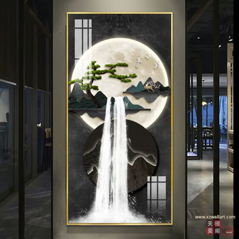 抽象 单幅 装饰画 新中式 玄关背景墙挂画 晶瓷画