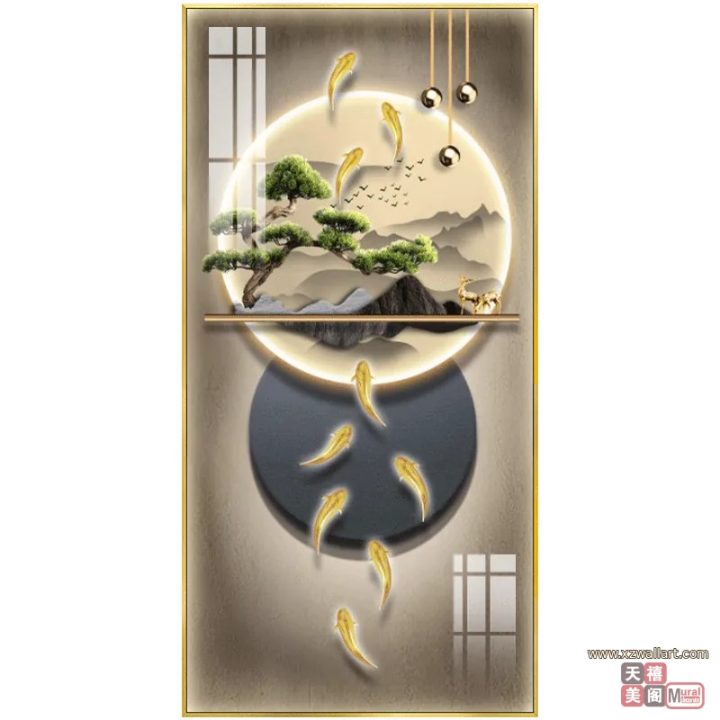抽象 单幅 装饰画 新中式 玄关背景墙挂画 晶瓷画