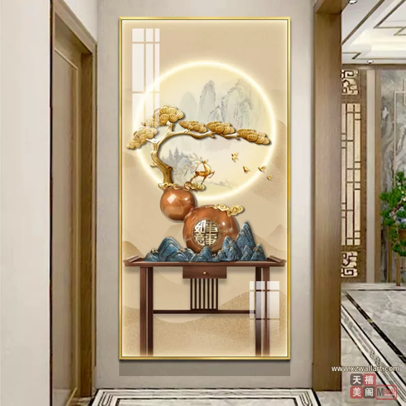 抽象 单幅 装饰画 新中式 玄关背景墙挂画 晶瓷画