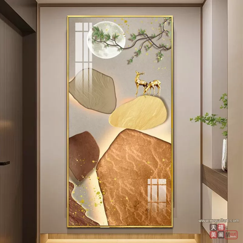 抽象 单幅 装饰画 奶油风 玄关背景墙挂画 晶瓷画