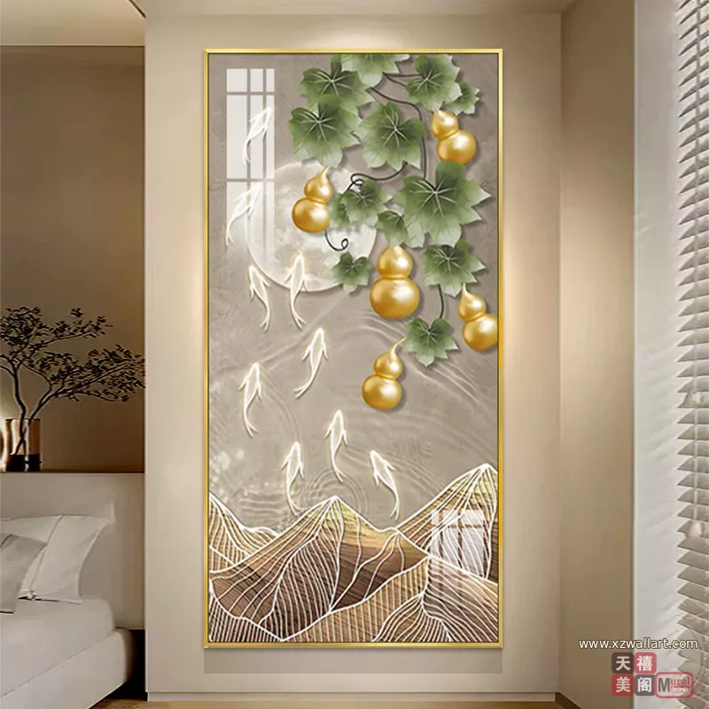 鱼 单幅 装饰画 奶油风 玄关背景墙挂画 晶瓷画