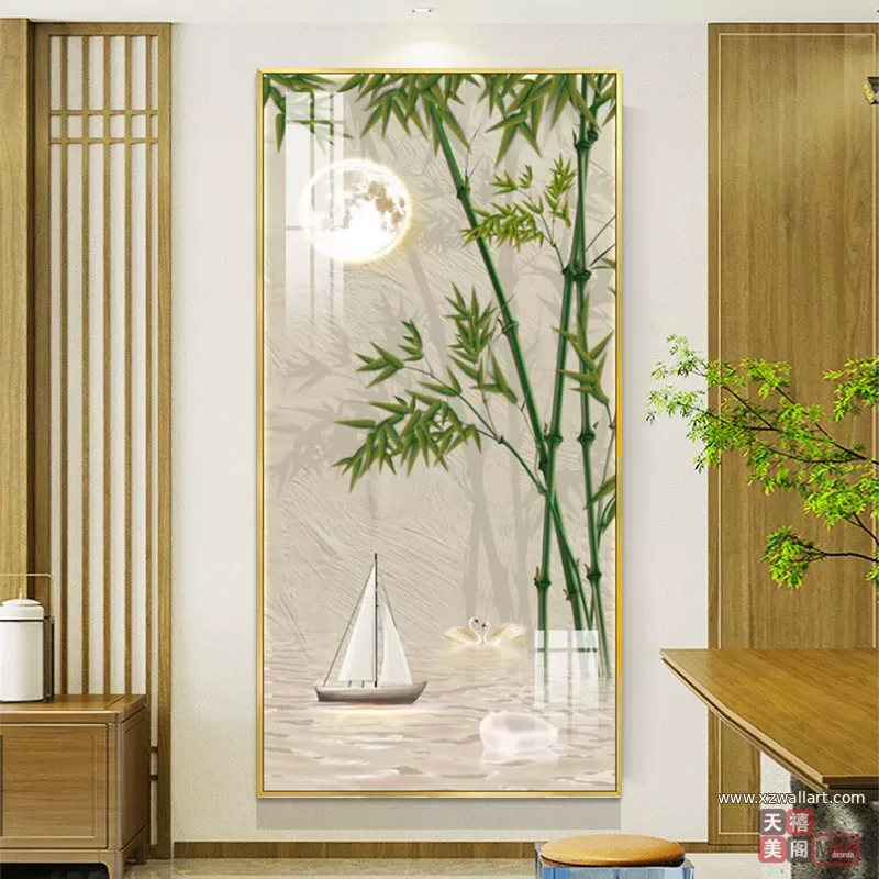 竹 单幅 装饰画 新中式 玄关背景墙挂画 晶瓷画