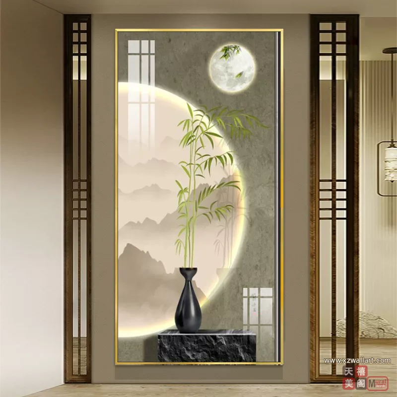 竹 单幅 装饰画 新中式 玄关背景墙挂画 晶瓷画
