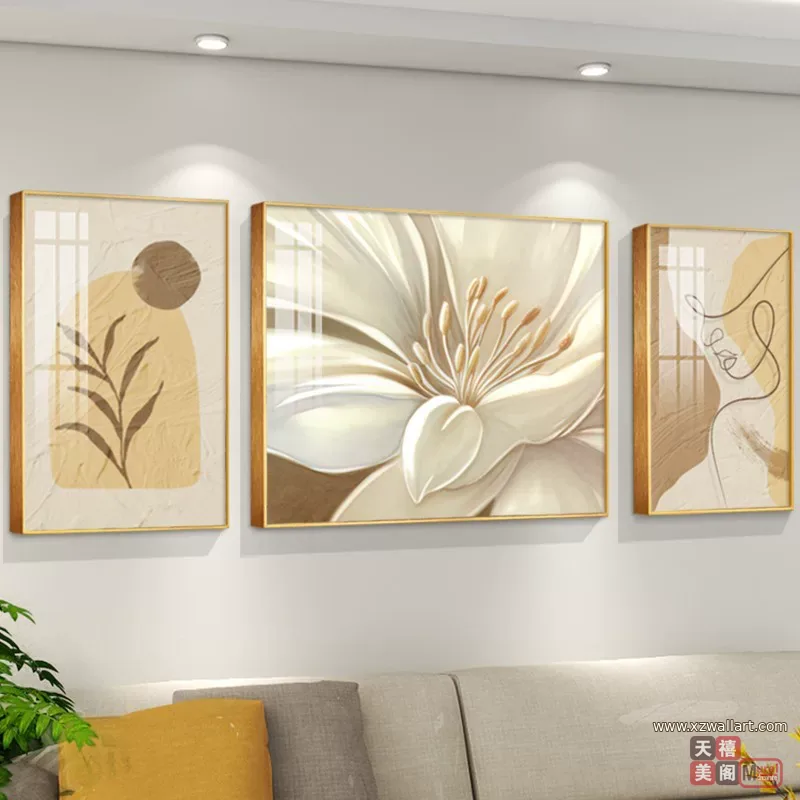 抽象 单幅 装饰画 奶油风 客厅背景墙挂画 晶瓷画