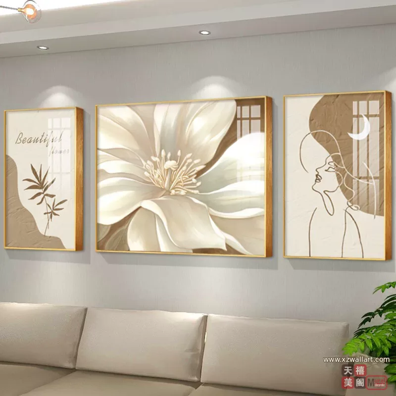 抽象 单幅 装饰画 奶油风 客厅背景墙挂画 晶瓷画