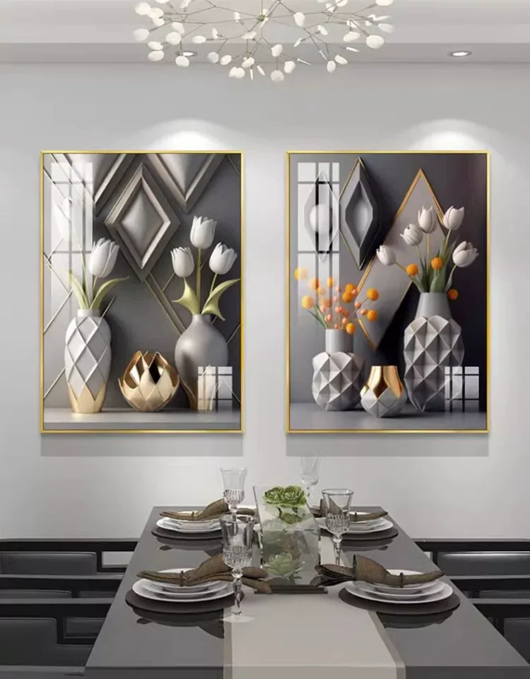 抽象 单幅 装饰画 奶油风 餐厅背景墙挂画 晶瓷画