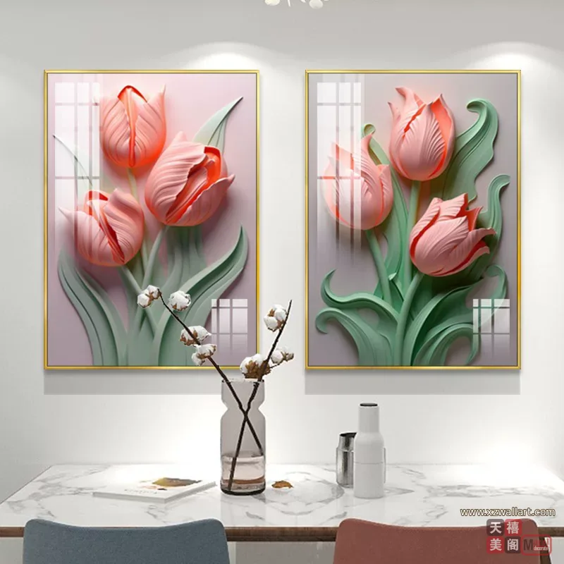 抽象 单幅 装饰画 奶油风 餐厅背景墙挂画 晶瓷画